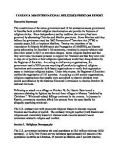 240282 TANZANIA 2020 INTERNATIONAL RELIGIOUS FREEDOM REPORT United