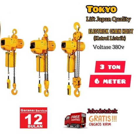 Jual Electric Chain Hoist 3 Ton X 6 Meter Tokyo Lift Japan Quality