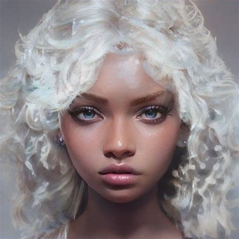 Black Girl White Hair Black Women Art Digital Art Girl Digital Portrait Character Portraits