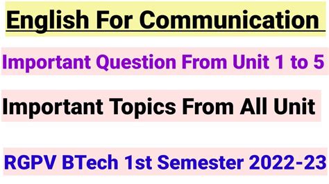 Rgpv Btech St Year English For Communication Rgpv Btech St