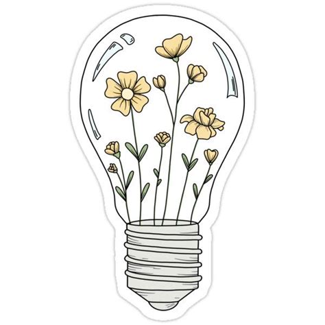 Light Bulb Drawing Aesthetic - Yellow Flower Wallpaper