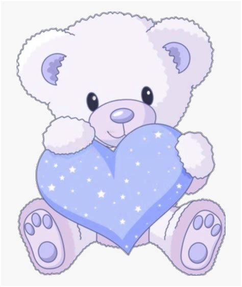 Drawings Of Blue Colour Teddy Bears With Hearts, HD Png Download - kindpng