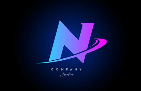 N Pink Blue Alphabet Letter Logo Icon Design With Swoosh Creative