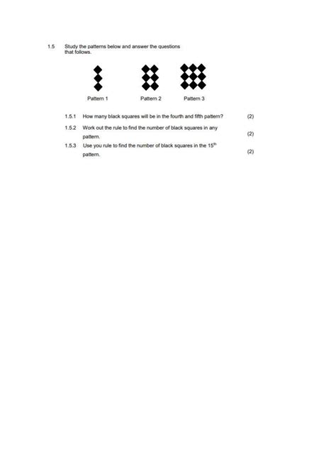 Grade 8 Maths Patterns Practice Questions Docx