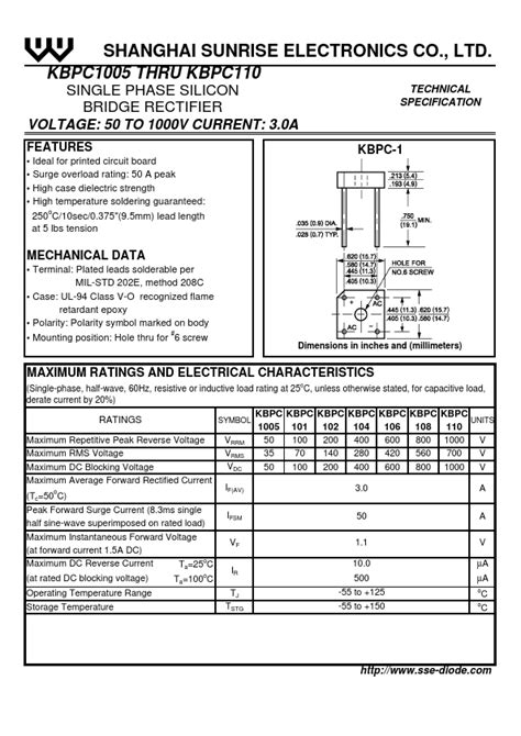 Kbpc Datasheet Shanghai Sunrise Electronics