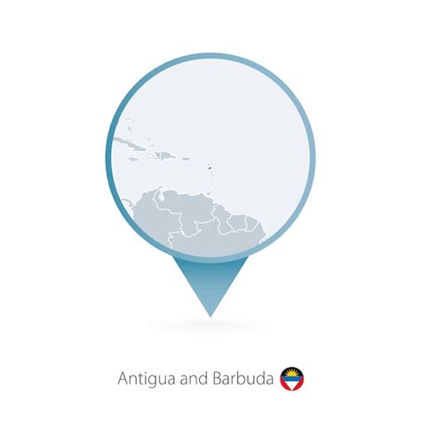 Premium Vector Map Pin With Detailed Map Of Antigua And Barbuda And