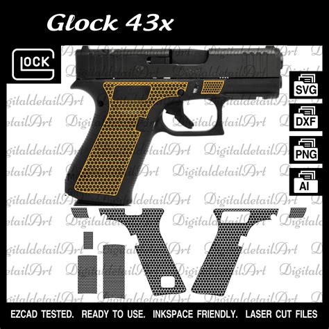 Glock 43X SCALES Laser Stippling Pattern Template SVG Ideal For