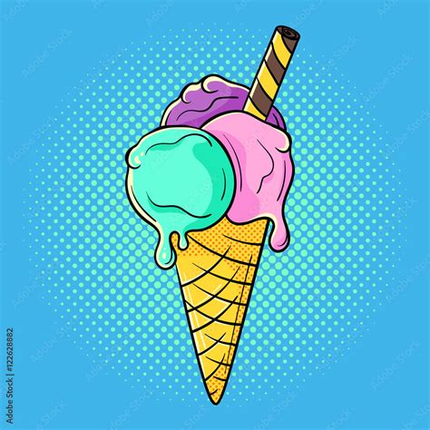 Vector Hand Drawn Pop Art Illustration Of Ice Cream Stock Vector