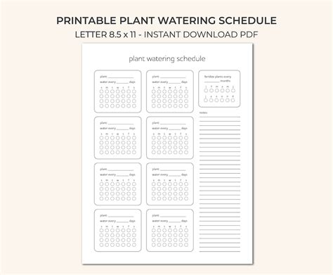 Printable Plant Watering Schedule Planner Instant Download PDF Potted ...