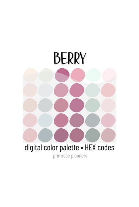 Berry Digital Color Palette Color Chart Goodnotes Tool Ipad Procreate