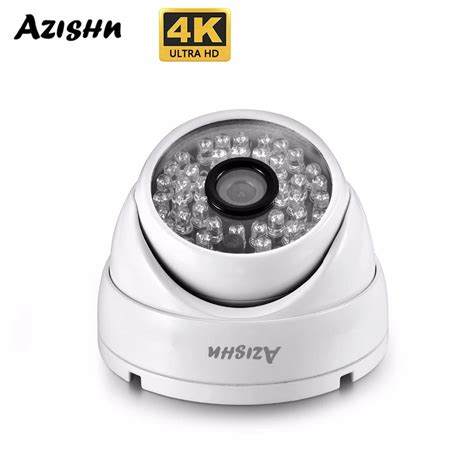 AZISHN Cam Ra De Surveillance D Me Ext Rieure IP POE P2P Ultra HD 8MP