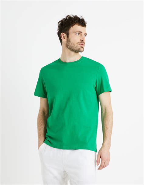 T Shirt Col Rond En Coton Vert Celio Be Normal