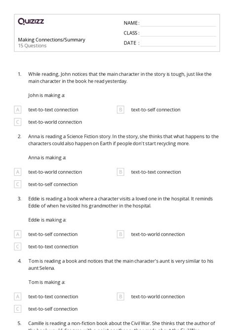 50 Making Connections In Reading Worksheets On Quizizz Free And Printable