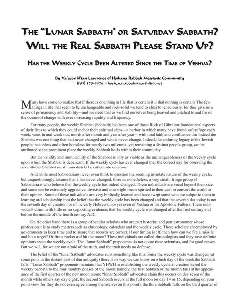 Lunar Sabbath Congregations 8