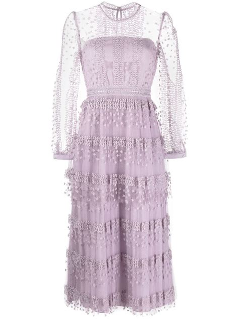 Self Portrait Tiered Lace Midi Dress Farfetch