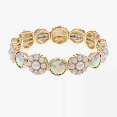 Monet Jewelry Simulated Pearl Round Stretch Bracelet Color White