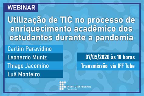 IFF promove nova webinar sobre uso de tecnologias na educação Portal