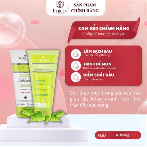 Sữa Rửa Mặt Da Nhờn Mụn Floslek Anti Acne Bacterial Face Cleansing