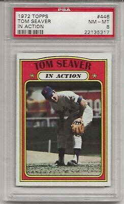 1972 TOPPS 446 TOM SEAVER IN ACTION PSA 8 NM MT HOF NEW YORK METS