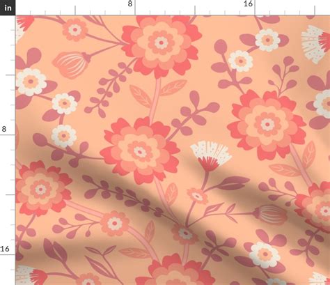 Art Nouveau Floral Peach Fuzz Fabric Spoonflower