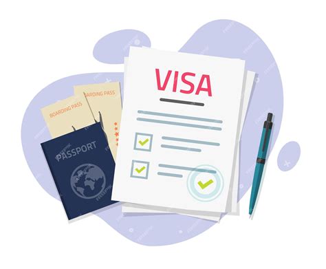 Solicitud de visa aprobada con boletos de sello y pasaporte para viajes