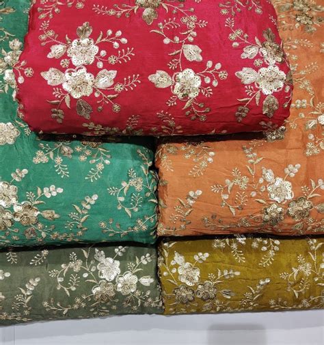 Satkaar Cotton Embroidery Pure Georgette Fabric Best Quality For