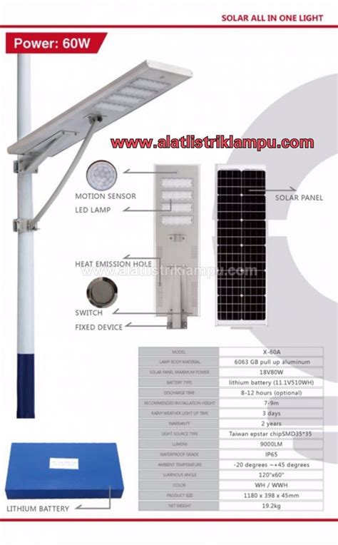 Lampu Jalan Led Tenaga Surya Matahari Pju Solar Panel Cell All In One