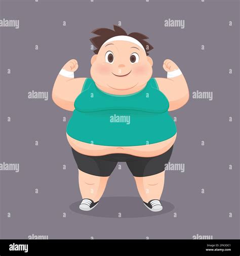 Cartoon Fat Man In A Sports Uniform Vector Illustration Concept With Exercise And Weight Loss