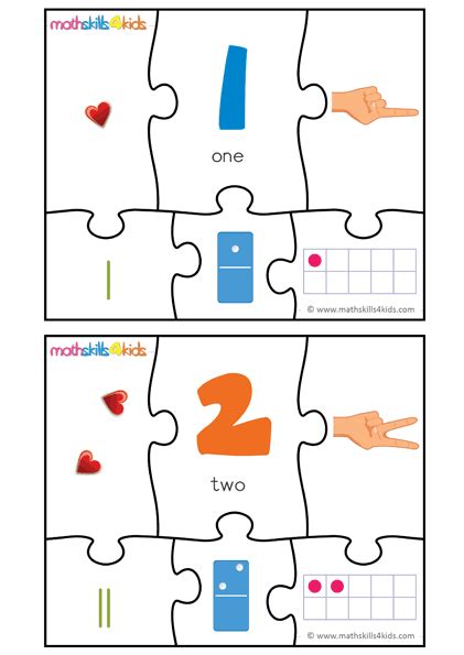 Printable Number matching puzzles | Number Puzzle game for kids