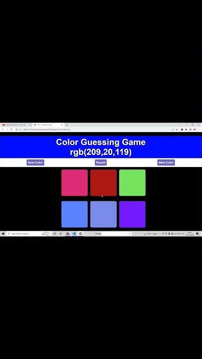 Color Guessing Game Html Css Javascript Project Justforcode Youtube