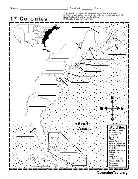 Southern Colonies Blank Map