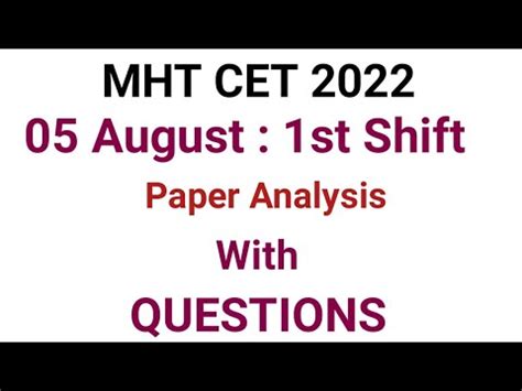 Mht Cet Shift Questions Shift Question Paper Analysis Th