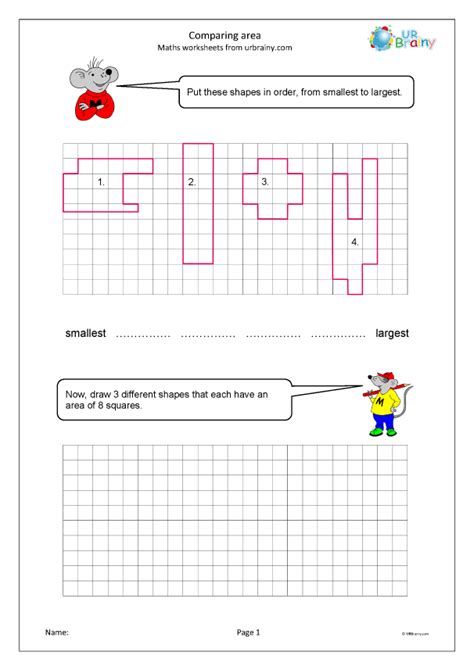 comparing area measuring  time worksheets  year  age