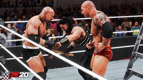 WWE 2K20 Batista VS Roman Reigns VS Goldberg WWE 2K20 Triple Threat