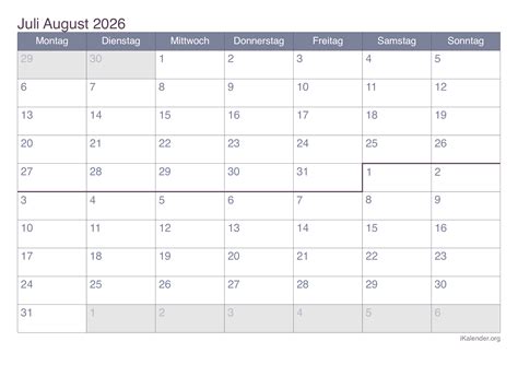 monatskalender juli august  zum ausdrucken
