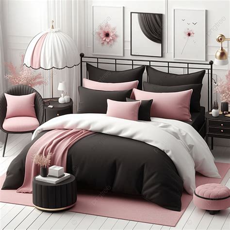 bed room background pillows  cushions  small seat lamp blanket