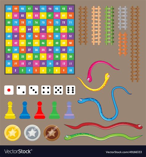 Snake and ladders set Royalty Free Vector Image