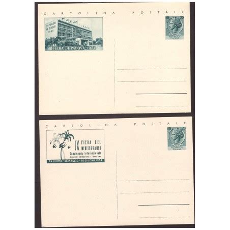 ITALIA 1954 CARTOLINE POSTALI FIERE CAMPIONARIE 2 VALORI SPLENDIDE