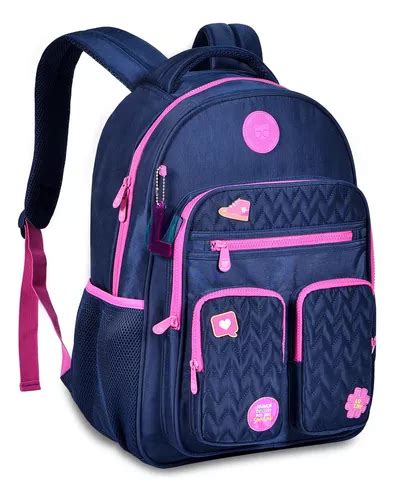 Mochila De Costas Luluca Azul E Rosa Lulike Escolar Clio