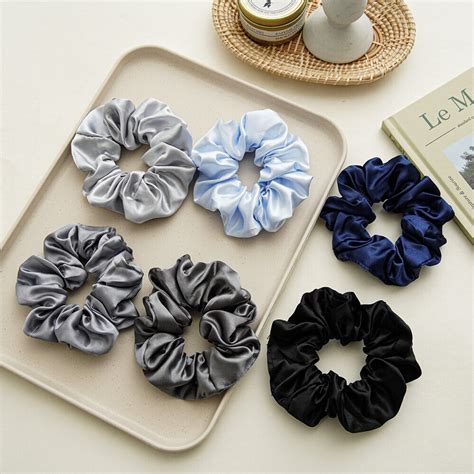 6 Teile Satz Seidige Satin Haar Scrunchies Satin Stoff Dickdarm Haar