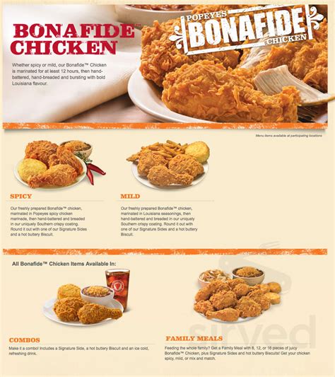 Popeyes Printable Menu Printable Calendars At A Glance