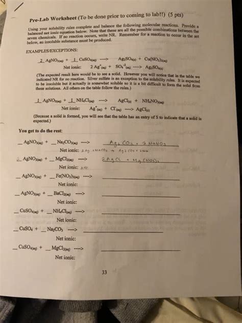 Net Ionic Equations Worksheets Practice Problems And Solutions