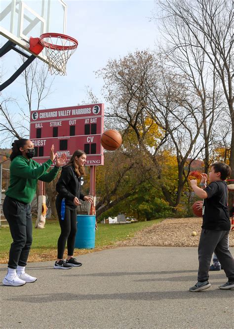 Binghamton University Womens Basketball Athletes Visit Chenango Bridge