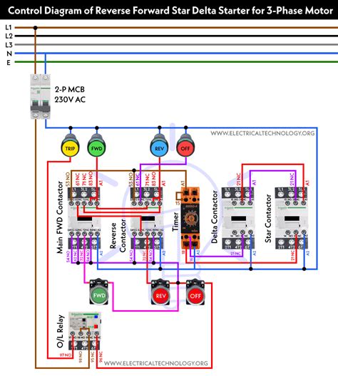 Reverse Forward Stardelta Starter For 3 Φ Motor Using Timer