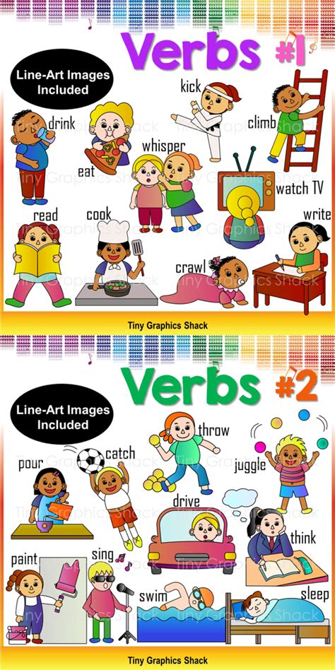 verbs and action word clipart: eating, drinking, watching TV, reading ...