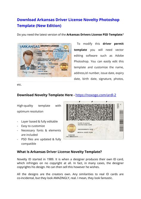 Arkansas Drivers License Psd Template New Edition Download Photoshop