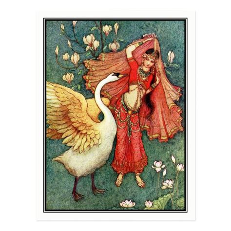 Damayanti and the Swan by Warwick Goble Postcard | Zazzle | The book