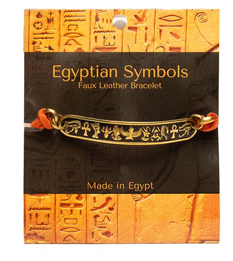 Egyptian Symbols Bracelet - Brass and Faux Leather – Discoveries ...