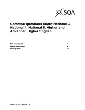 Fillable Online Sqa Org Common Questions About National 3 Fax Email