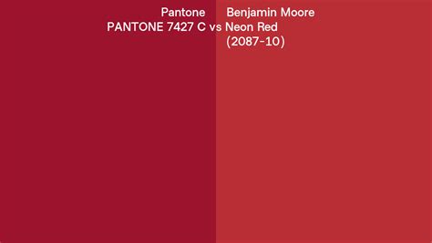 Pantone 7427 C Vs Benjamin Moore Neon Red 2087 10 Side By Side Comparison